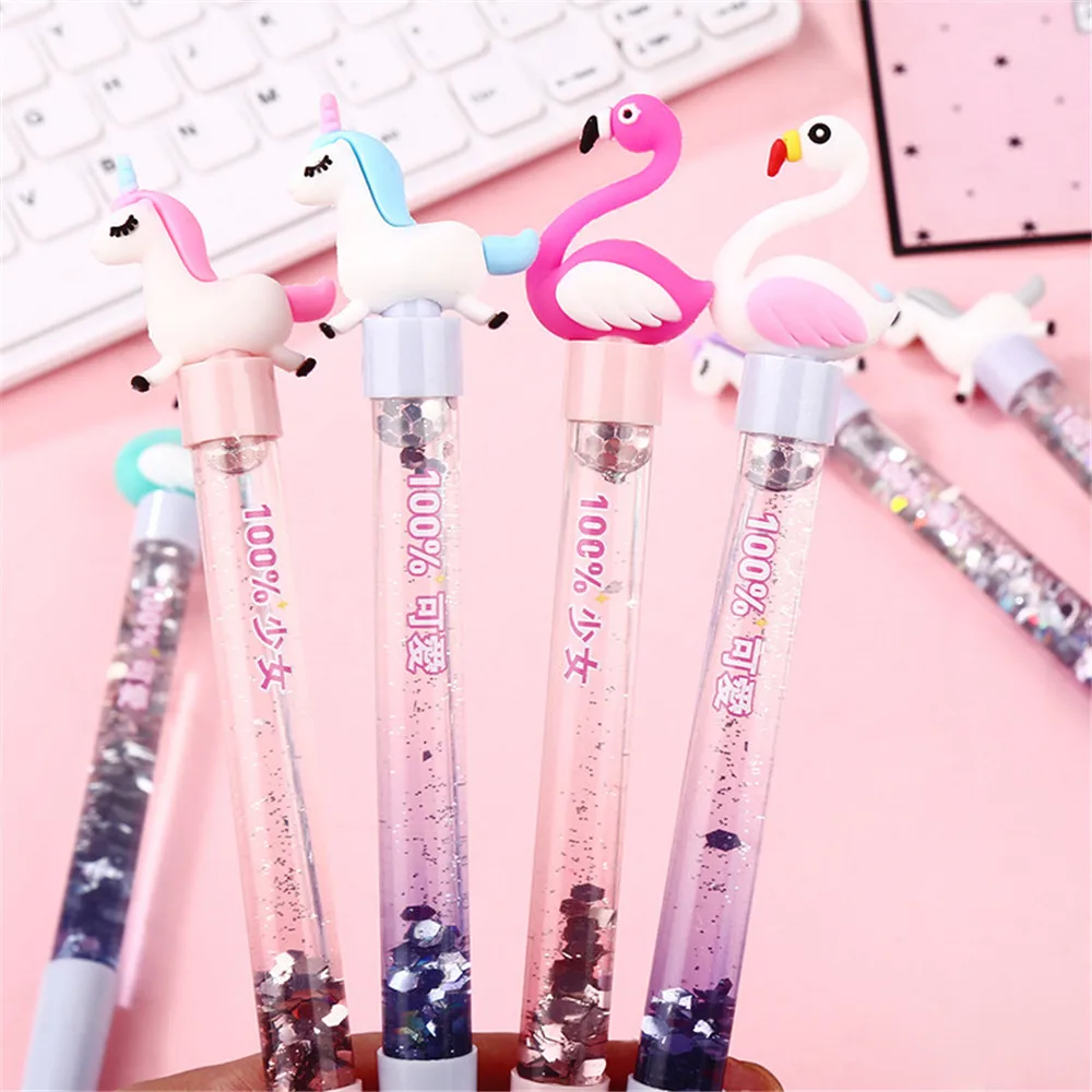 Милая Шариковая ручка единорога плавающие блестки блестящая Хрустальная