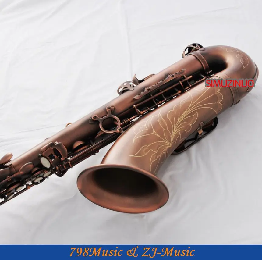 Профессиональный красный античный тенор-саксофон Bb Key High F# saxofon чехол