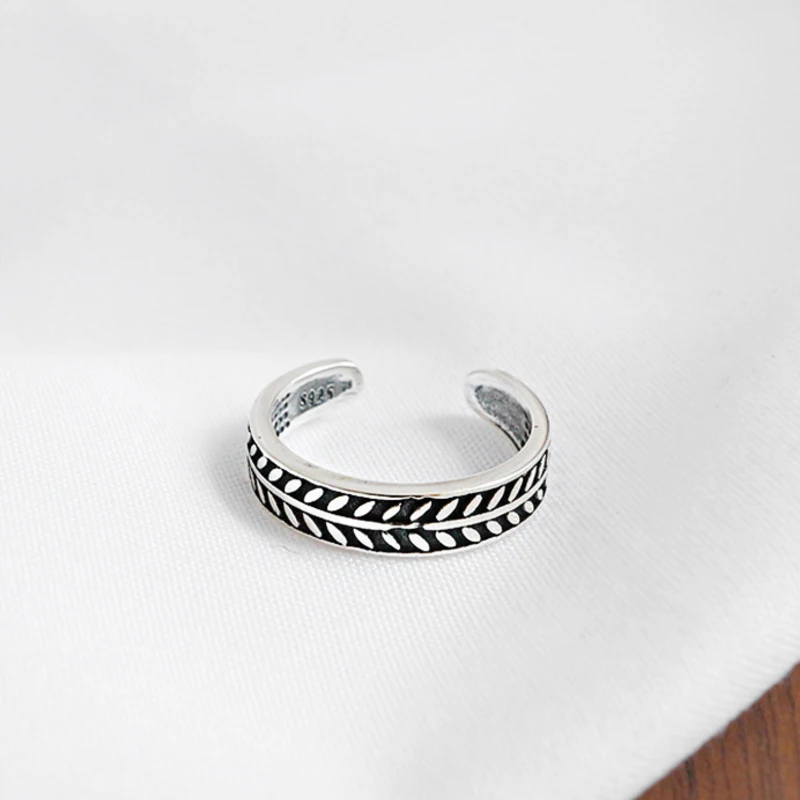 Original 925 Sterling Silver Vintage Carved Olive Leaves Toe Knuckle Tail Open Rings for Party Birthday Christmas | Украшения и