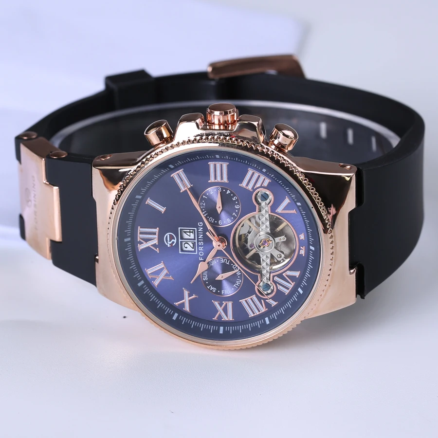Часы наручные Forsining Мужские автоматические брендовые Роскошные с мягкой
