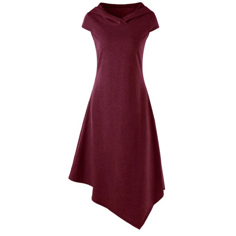 Женская панк крест накрест Асимметричная Подол с капюшоном Блузка Футболка