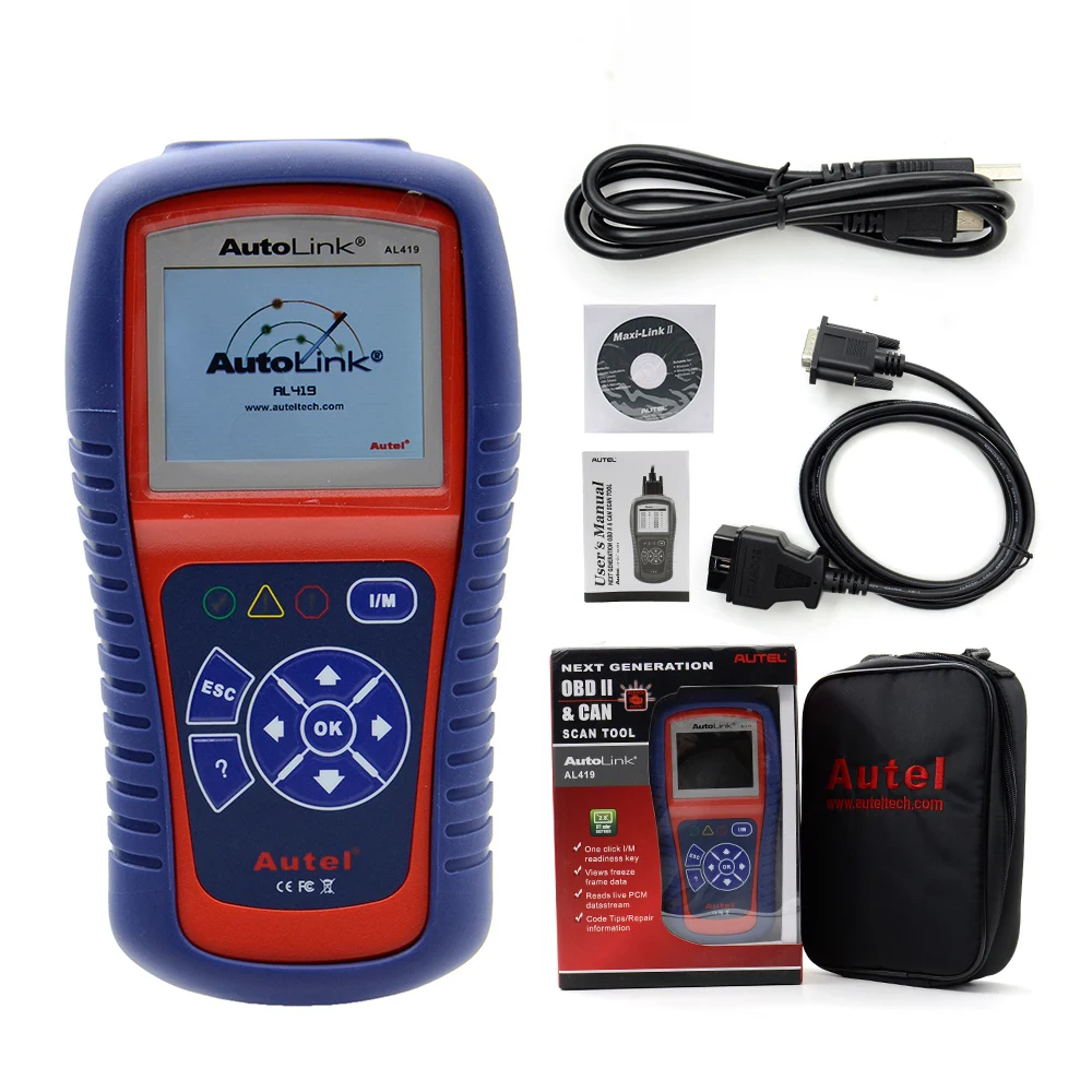 Высококачественный оригинальный Autel AutoLink AL419 OBD II и CAN считыватель кодов
