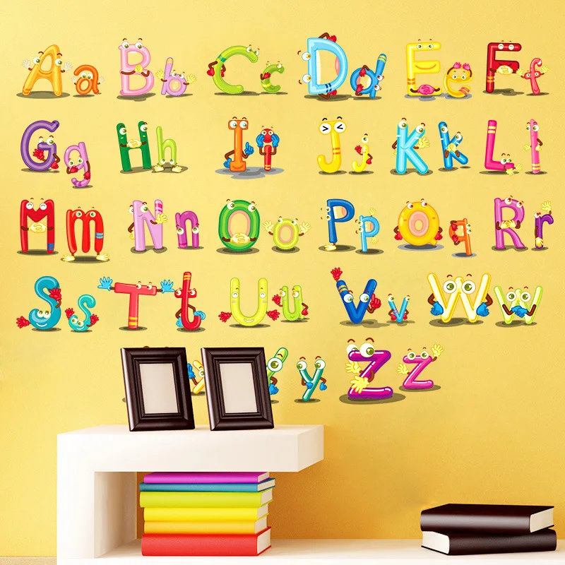 animals style 26 alphabet letters wall stickers baby living rooms nursery home decor kids education decals self adhesive | Дом и сад