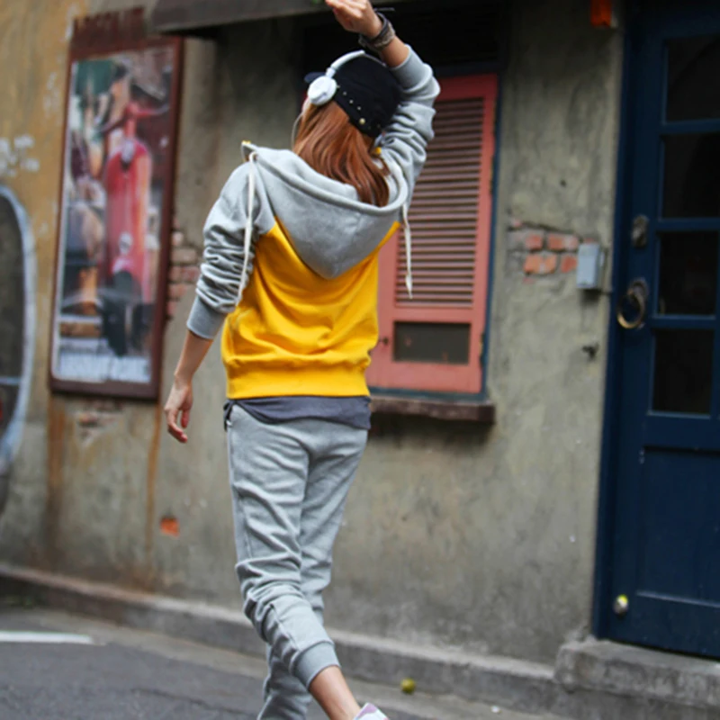 Женская спортивная одежда с длинным рукавом толстовки капюшоном толстовка для