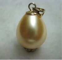 huge natural aaa 14 x16mm gold south sea shell pearl pendant necklace 14kgp