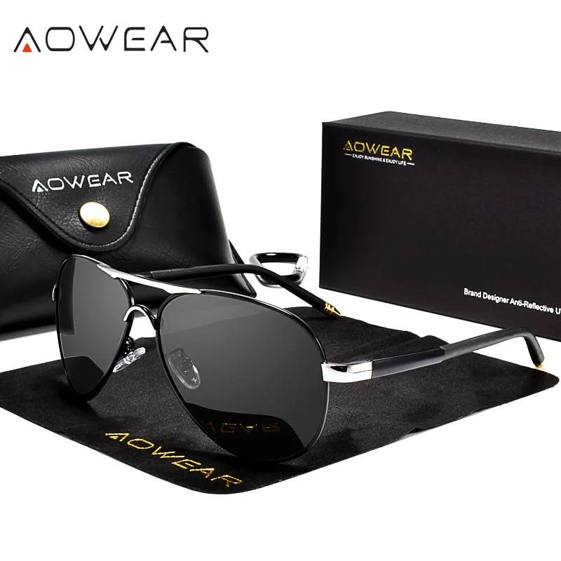 Солнцезащитные очки AOWEAR поляризационные для мужчин и женщин зеркальные