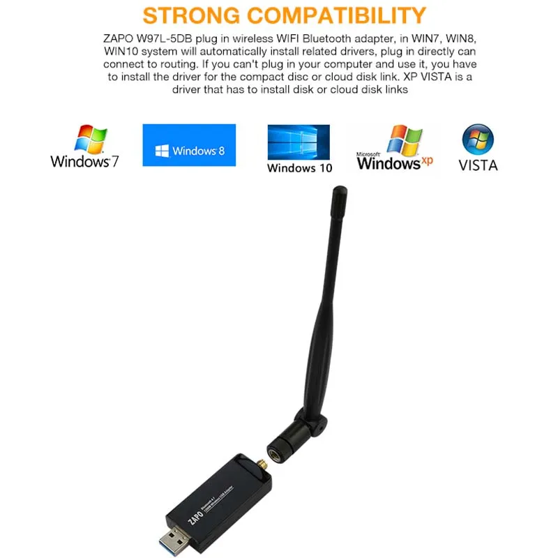 ZAPO Bluetooth 4,1 добавить 5 ГГц WiFi беспроводной AC USB 3,0 LAN 1200 адаптер Mbps Высокая Антенна Сеть карта для всех Windows Linux системы