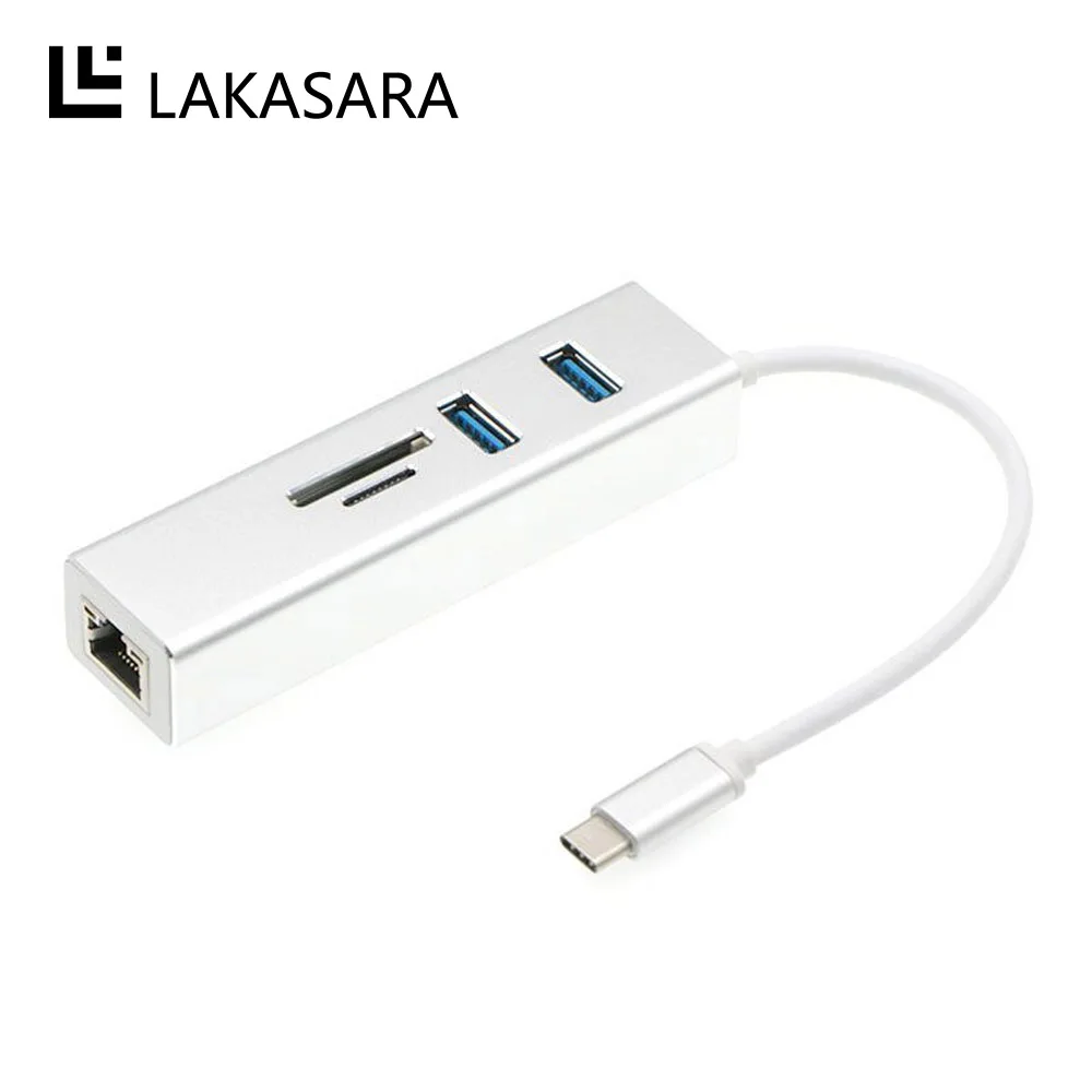 5 в 1 USB C концентратор type до 2 портов USB3.0 + TF/SD карта RJ45 LAN (выход) usb адаптер Multifunion для