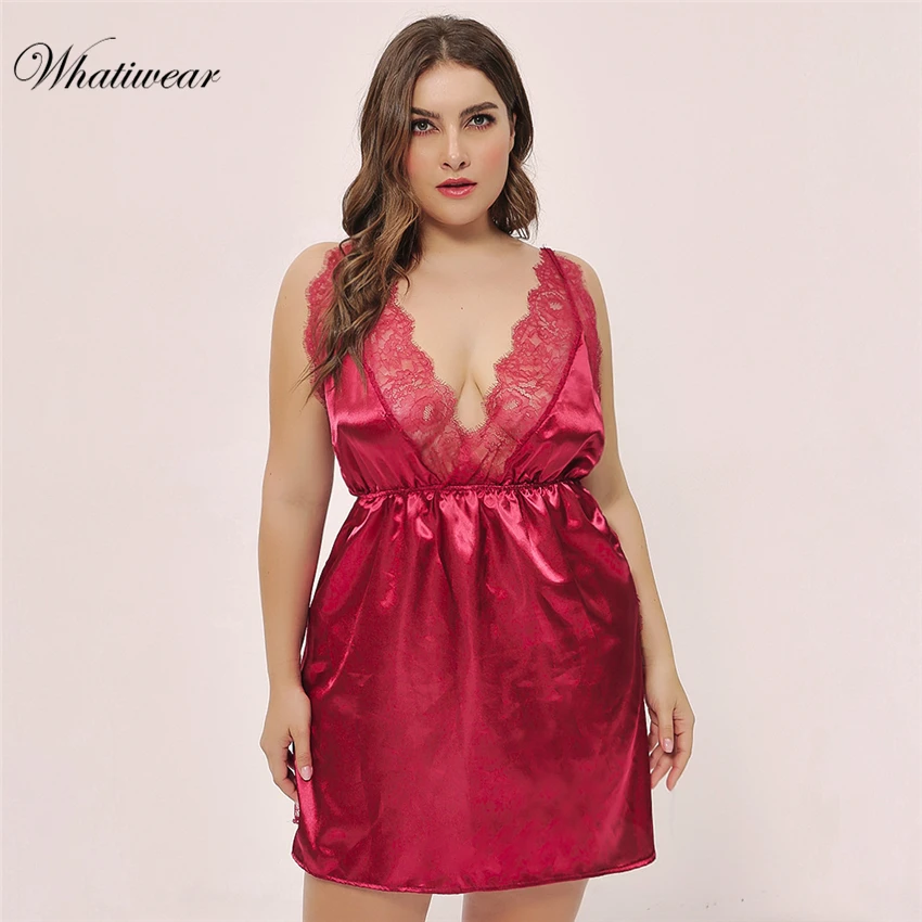 Whatiwear женское платье большого размера кокетливое ночное белье ночная сорочка