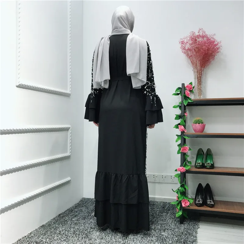 

Luxury Muslim Abaya Diamonds Dress Mesh Cardigan Tunic Kimono Long Robes Jubah Middle East Ramadan Arab Islamic Prayer spring