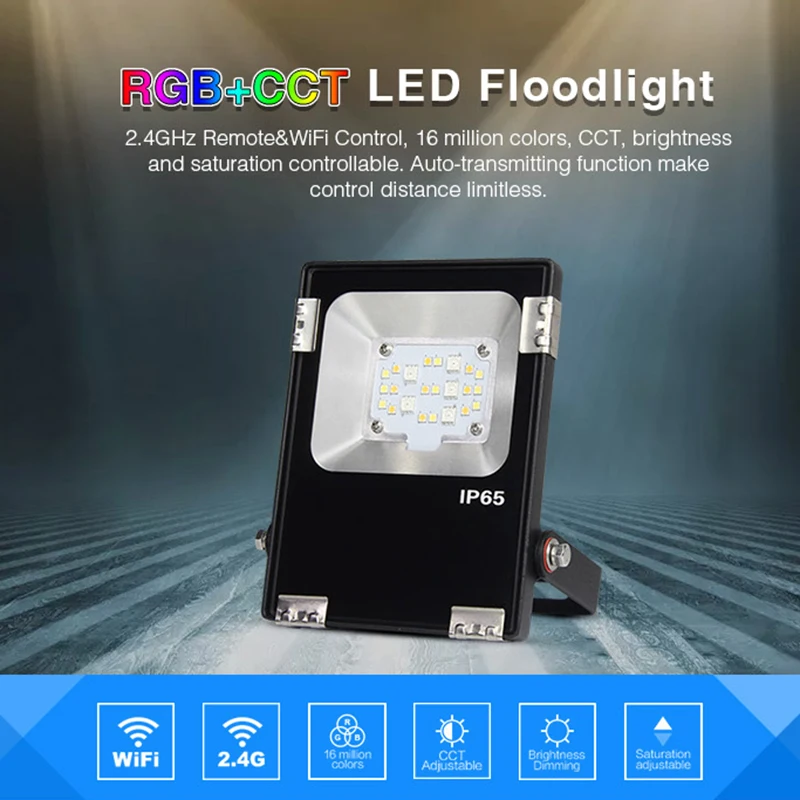 Mi Light AC110V 220 В 10 Вт RGB + CCT Светодиодный прожектор IP65 Водонепроницаемый AC85-265V