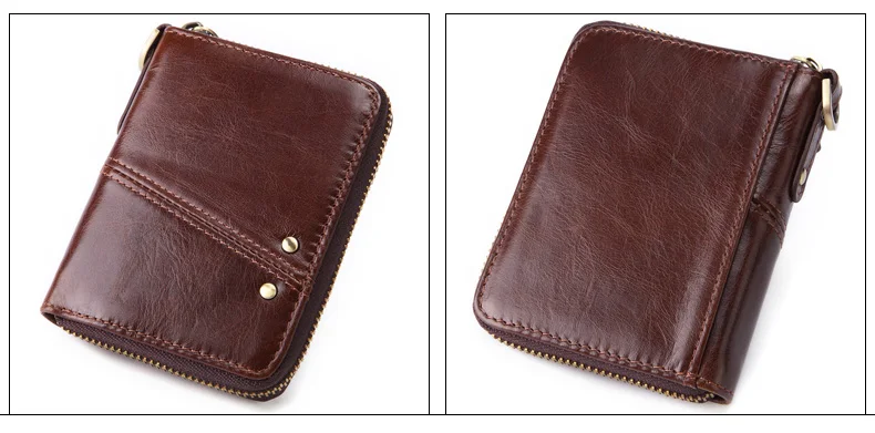 Meesii Genuine Leather Short Men Wallet Vintage Cow Leather Small Wallet Male Photo&Card holder Purse Coin pocket Zipper
