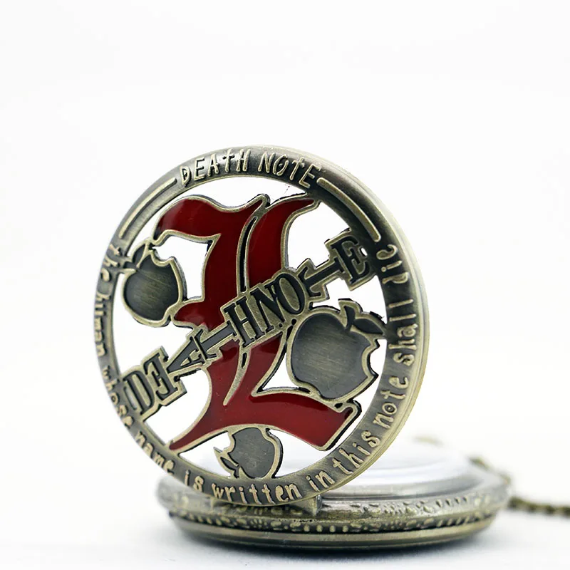 Ретро Красные с яблоком скелекон карманные часы ожерелье Кулон Винтаж Мужчины