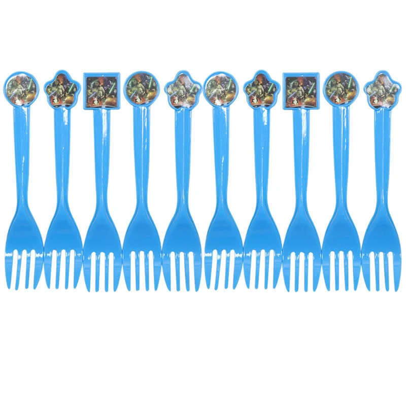 Forks -10pcs 1 компл. Мультфильм тема из Звездных Войн одноразовая посуда набор тарелок салфетки баннер день рождения коробка для конфет Baby Shower вечерние принадлежности для декора - Цвет: Forks -10pcs
