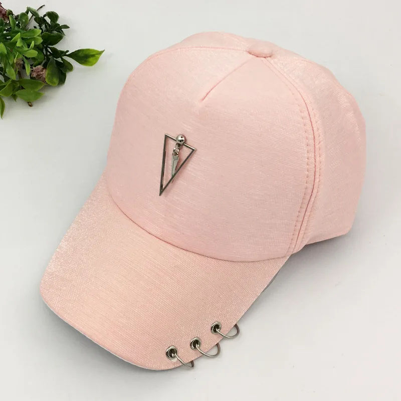Корейская мода стильная шапка с кольцами однотонная Snapback хип хоп кепка летняя
