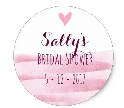 

1.5inch Pink Sketchy Heart Bridal Shower Favor Sticker
