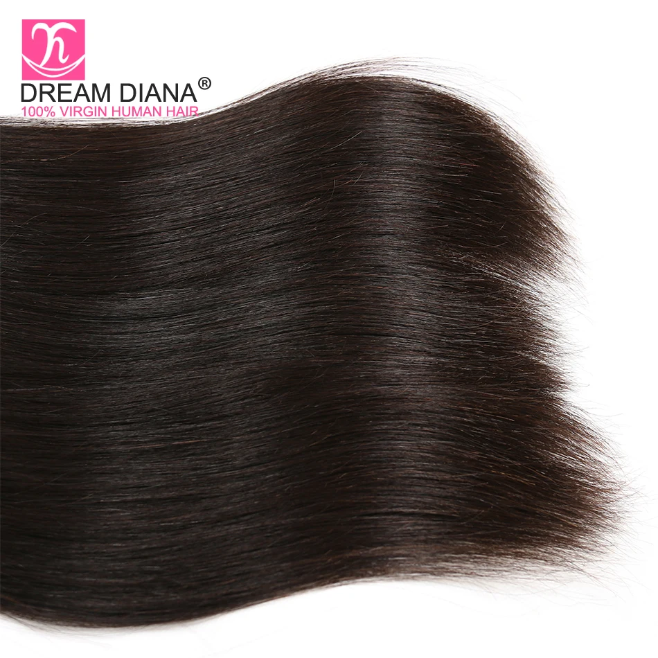 DreamDiana бразильский шелковистые прямые пучки и фронтальные волосы remy уха до