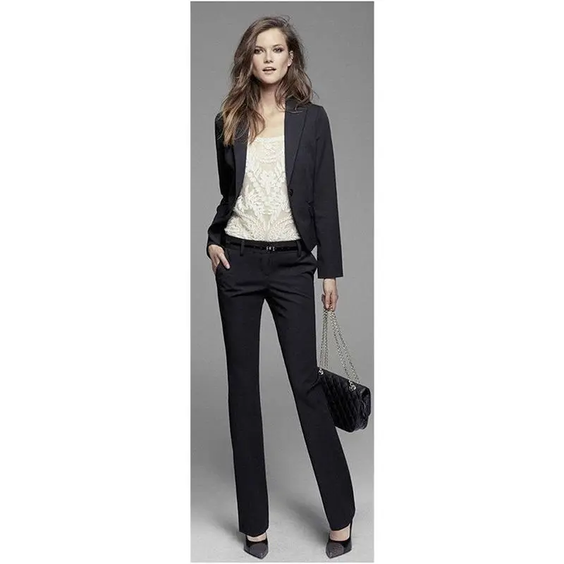 

Custom Made Black Women Evening Pants Suits Ladies Business Suits Slim Female Office Uniform B79