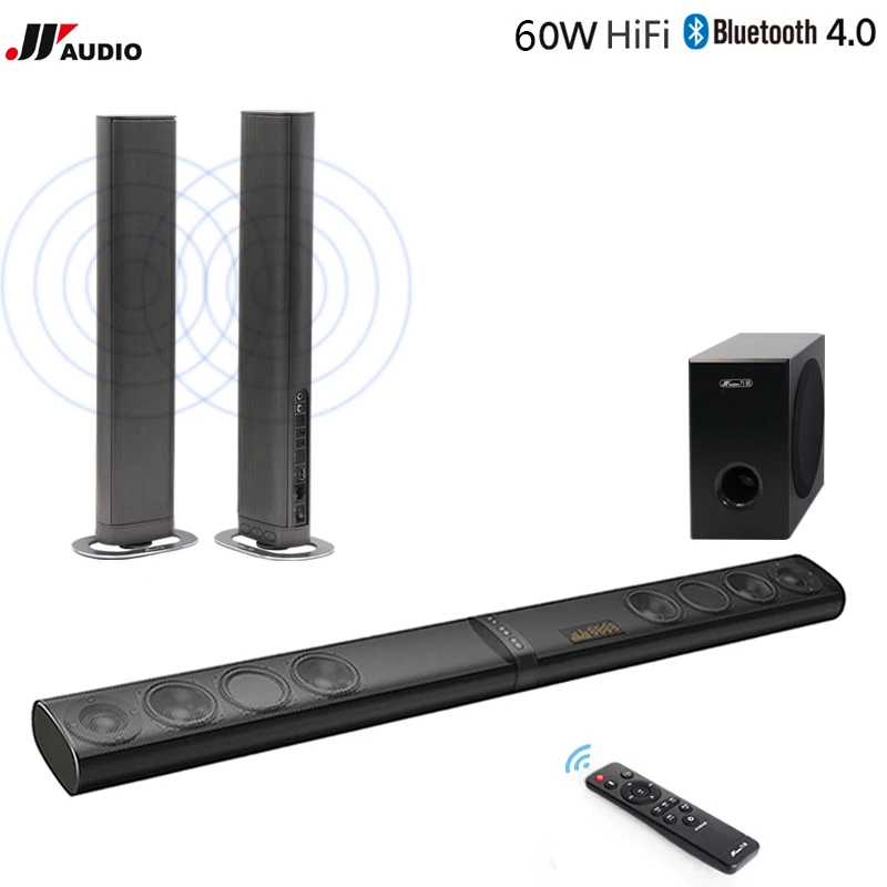 60 Вт 3D дома Театр ТВ Soundbar Bluetooth Колонки Беспроводной Sound Bar стерео LED TF оптический
