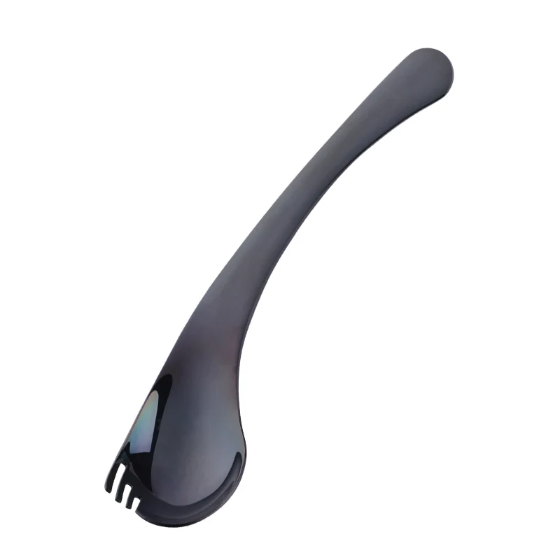 Black 2pcs 2 шт. салатная ложка из нержавеющей стали Spork 8 цветов креативная изгиб ложка многофункциональная 2в1 Ложка Вилка для фруктовый йогурт столовая посуда - Цвет: Black 2pcs