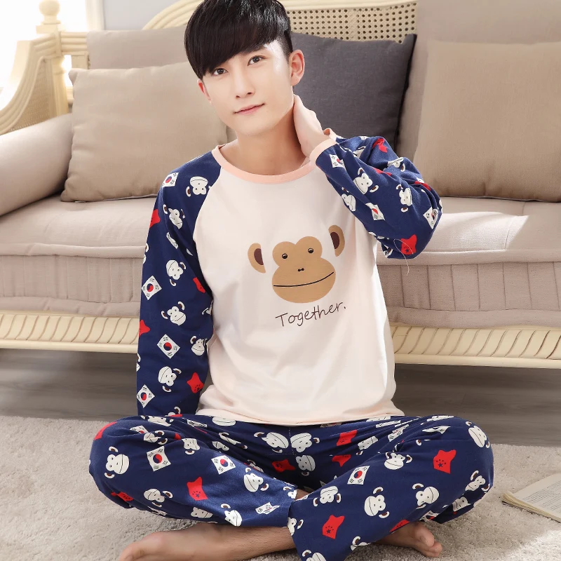 2019 Новая Осенняя мужская пижама одежда для сна с длинными рукавами рисунком 5078|male