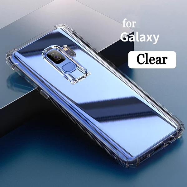 Противоударный Прозрачный чехол для телефона samsung S8 S9 S10 Plus S10e S7 edge Note 10 Plus 9 8 чехол мягкий силиконовый прочный Чехол из ТПУ - Цвет: Transparent