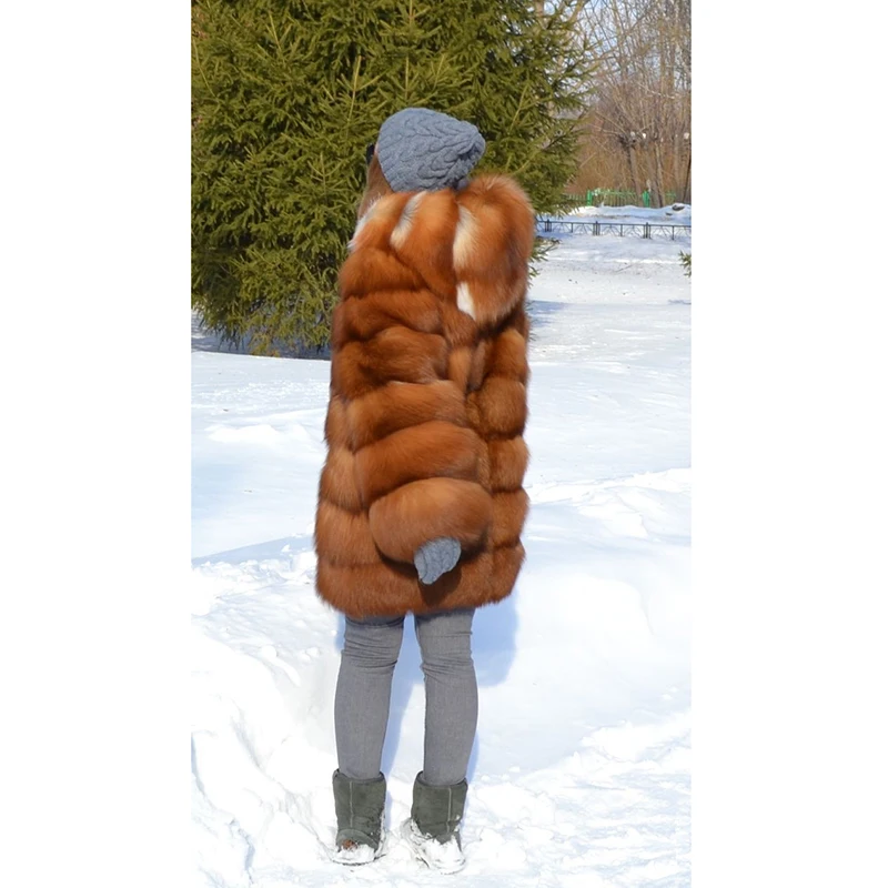 TOPFUR New Luxury Fashion Real Fox Fur Coat Women Natural Russian Gold Fox Fur With Hood Thick Warm Real Fur Jacket Women