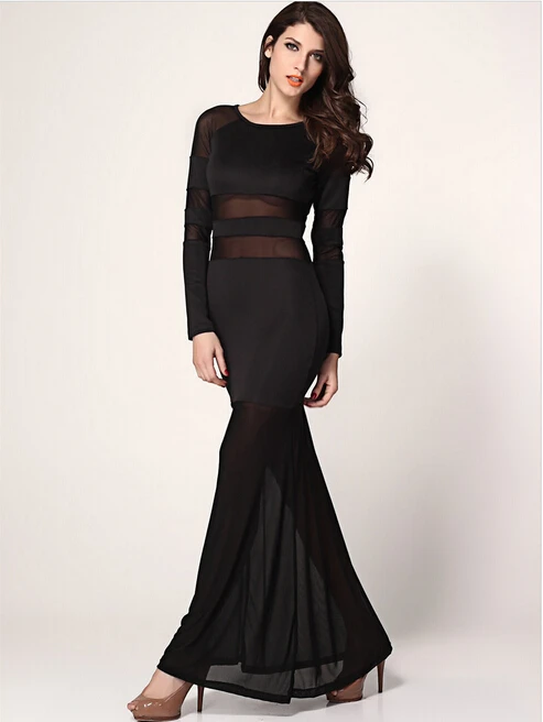 The new long dress striped long-sleeved lace slim temptation party nightclub free shipping | Женская одежда