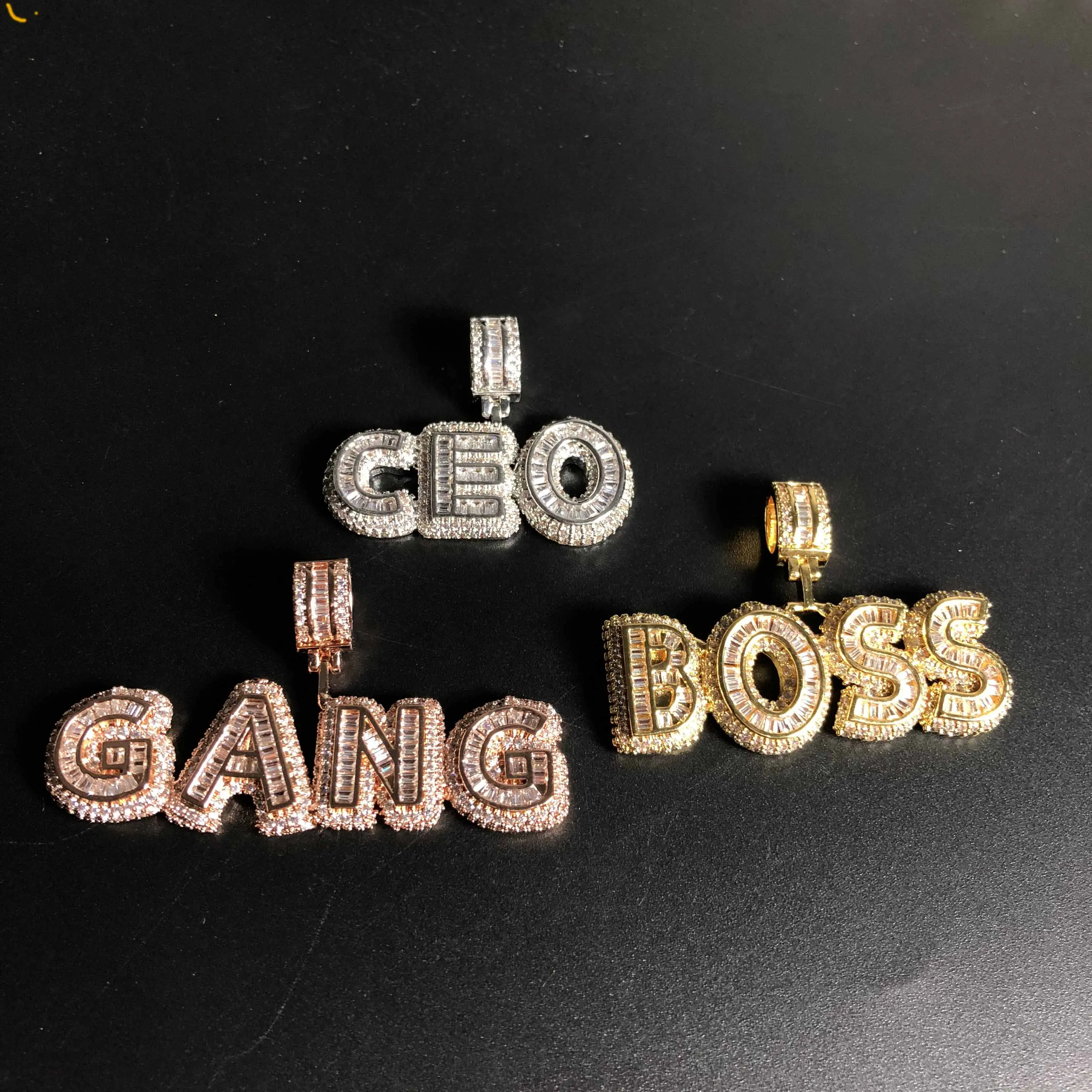 Багет кулон с буквами индивидуальный табличка именем|Цепочки| |