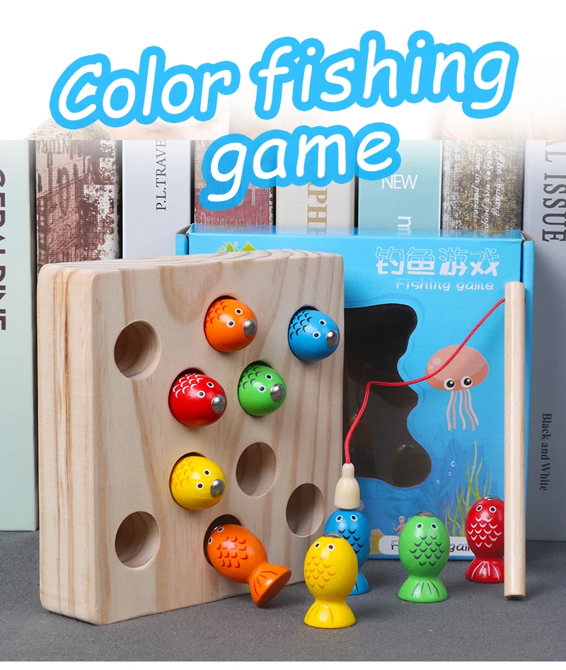 Candywood Детские деревянные игрушки Магнитные игры рыболовные игрушки детские 3D рыбки детские развивающие игрушки на открытом воздухе забавные мальчики девочки