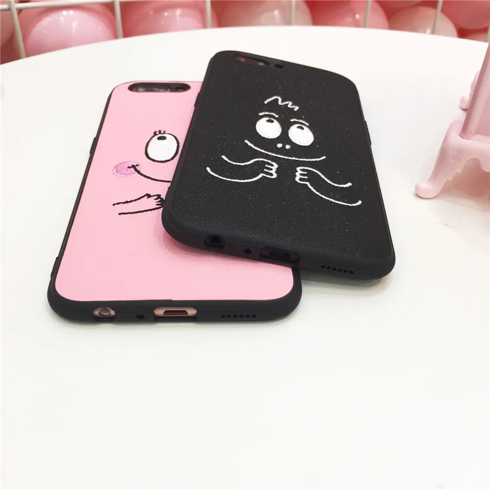 Cases for iphone 7 3D Embroidery Baba Cute Couples Phone Case 6S 6 8 Plus X Cartoon Matte Soft TPU Covers Fundas |