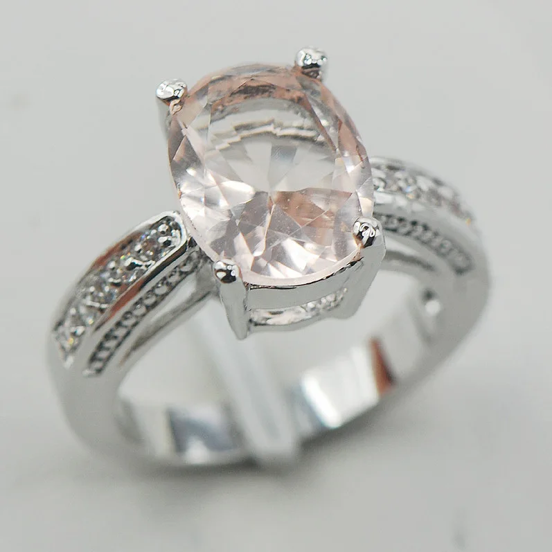 Модное женское кольцо из серебра 925 пробы Morganite F850 Размер 5 6 7 8 9|ring 925|ring bracketring rib |