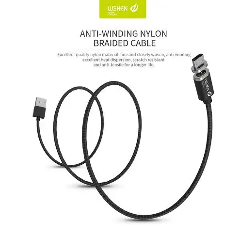 Оригинальный wsken Магнитный кабель Mini 2 черный металл usb провод зарядное