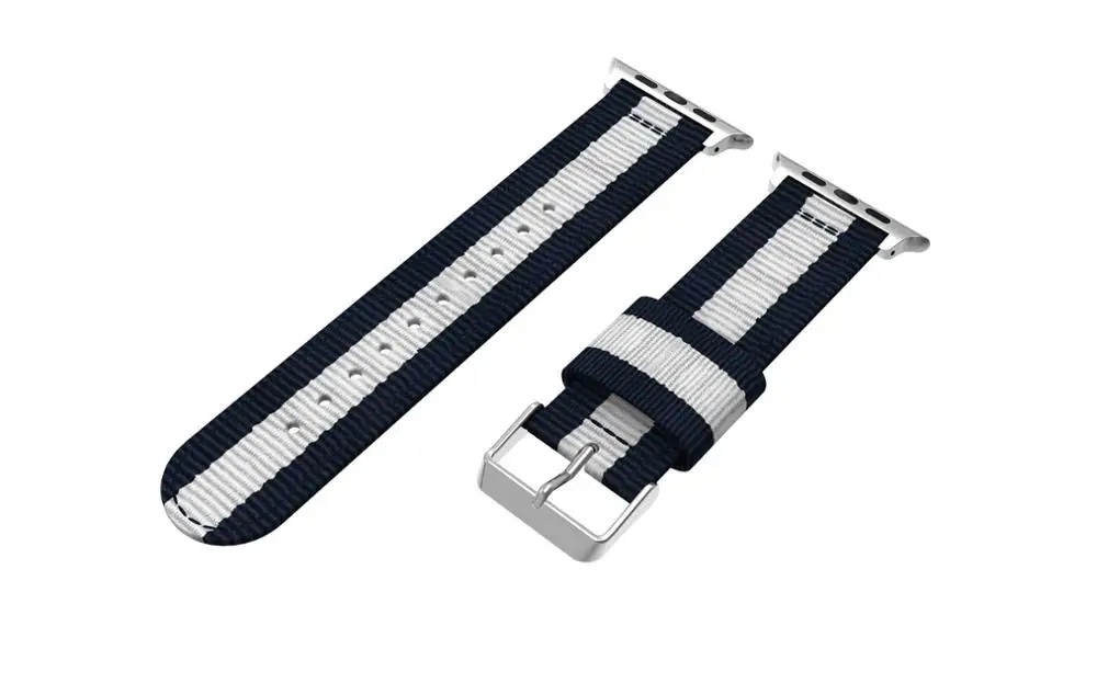 Blue white Спортивные тканые нейлон ремешок для Apple Watch серии Группа 1/2/3/4 42 мм 38 мм браслет для я серии группа смотреть 4 40 мм 44 мм аксессуар - Цвет ремешка: Blue white