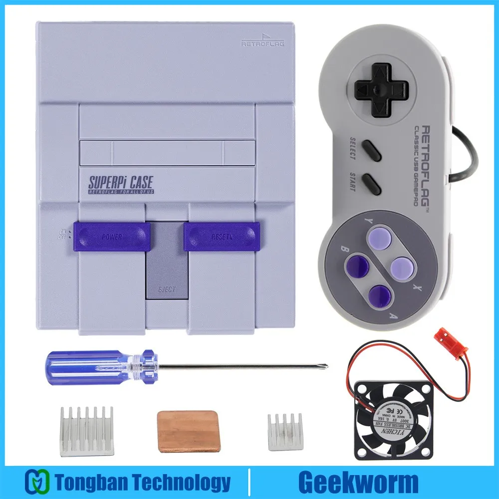 Retroflag SUPERPi Case NESPi Console UCase w/USB контроллер геймпад + радиаторы Комплект вентиляторов