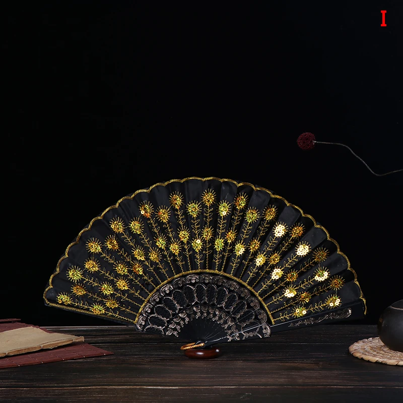 Art Folding Peacock Tail Feather Hand Fan Summer Accessory Crafts Print Home Decor Embroidery Christmas Dance | Дом и сад
