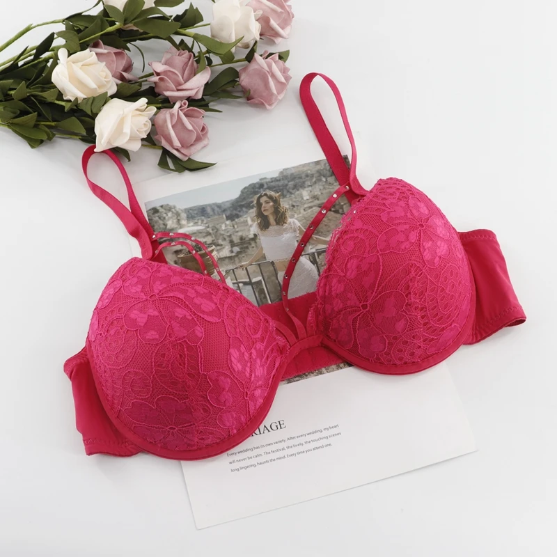 Beauwear сексуальный кружевной бюстгальтер с открытой спиной цветочные Бюстгальтеры для женщин B C нижнее белье на косточках эластичный лифчик женский красивый бюстгальтер