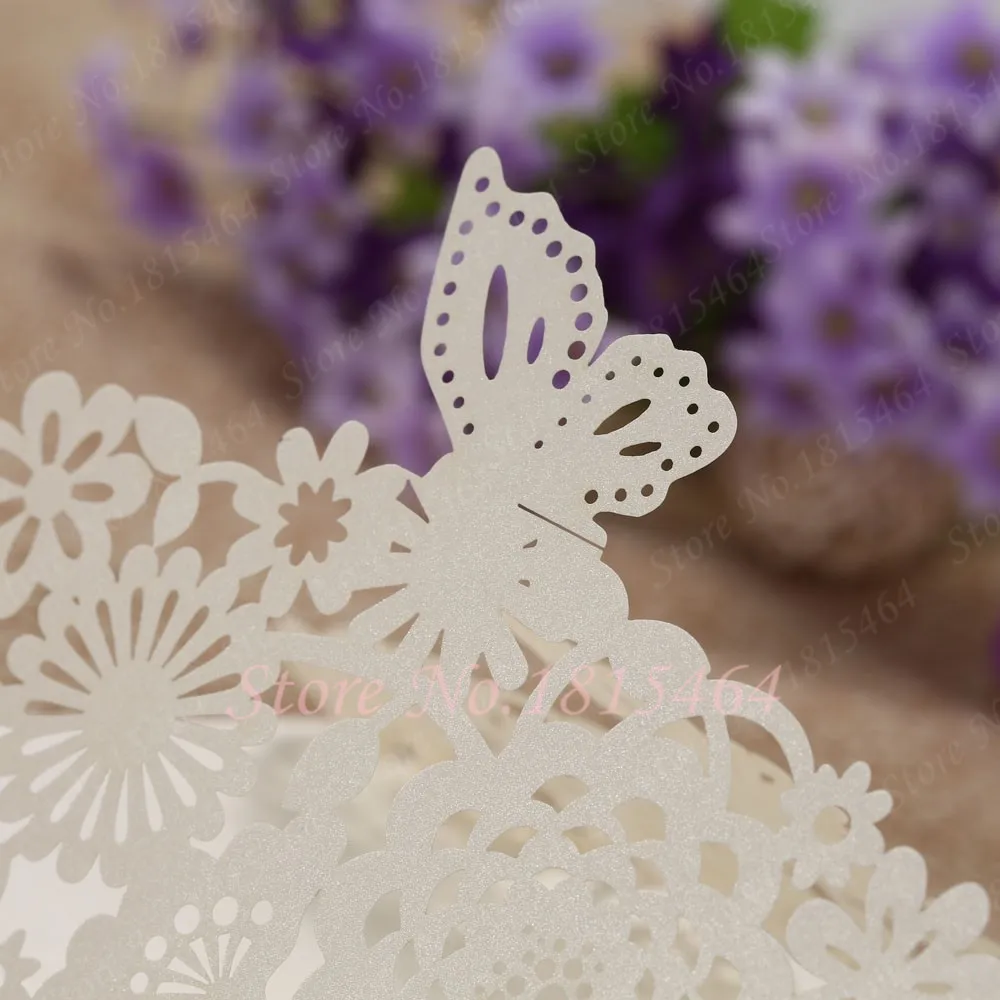 50 шт. горячая Распродажа вечерние открытки с вырезами и бабочками лазерной