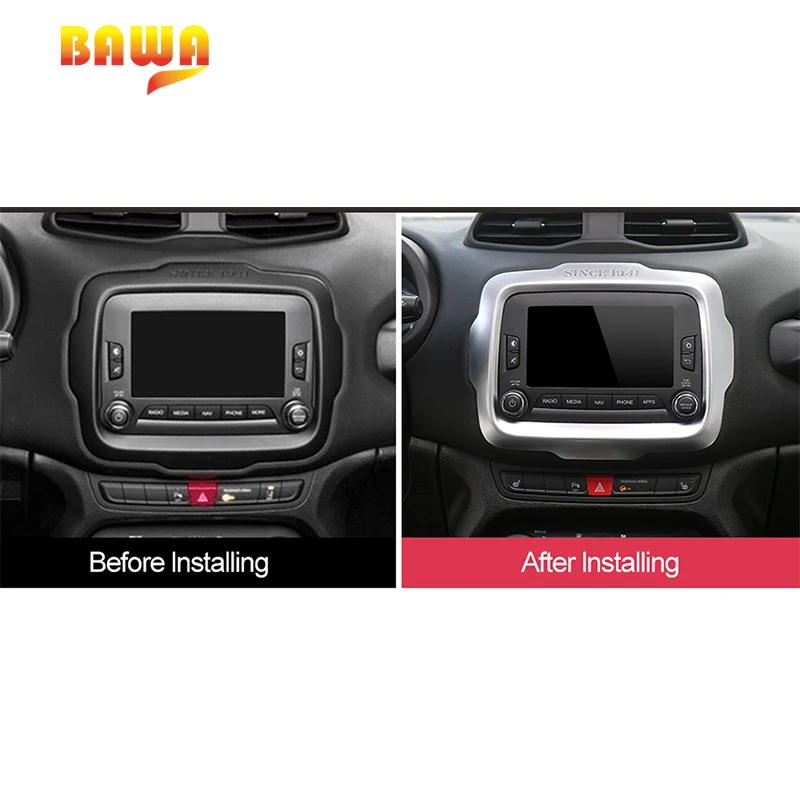 Внутренние молдинги BAWA для Jeep Renegade 2016 ABS украшение GPS-навигации аксессуары рамы 2017