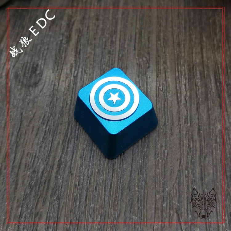 sky blue 1 шт. алюминиевый сплав брелок Кепки механическая клавиатура личность украшения Кепки Esc R4 Dly ключ для Капитан Америка щит - Цвет: sky blue