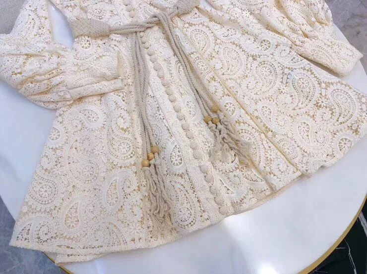woman ladies fashion lace lantern long sleeve dress
