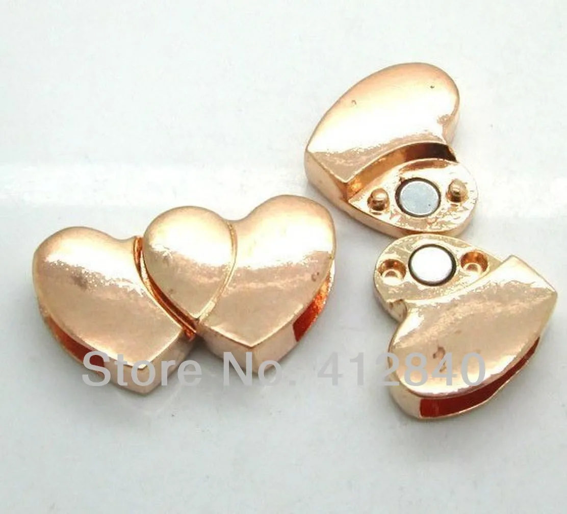 

Free Shipping Rose Gold Plated 11x3mm Double Heart Shaped Strong Magnetic Clasp