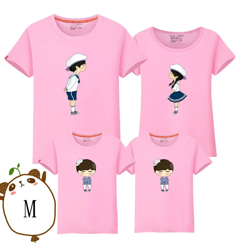 Родитель-ребенок Футболки прекрасный мультфильм рубашка любителей Семейные