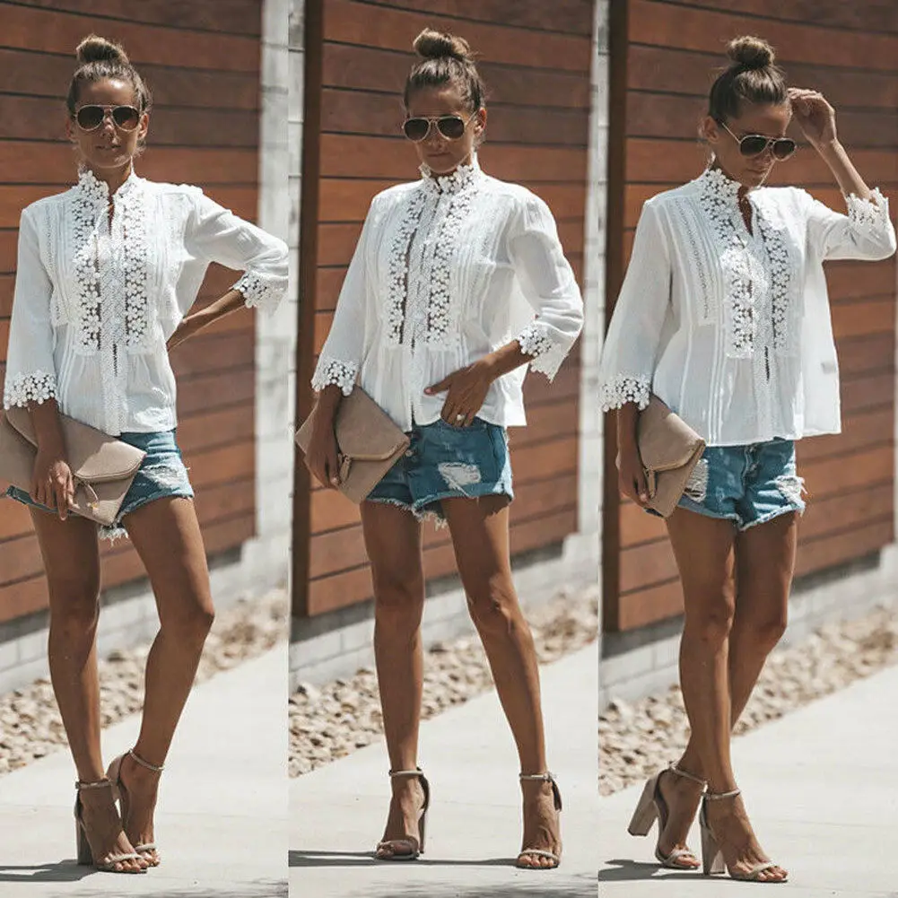 Модная женская летняя Свободная шифоновая блузка с вырезами|Блузки| |