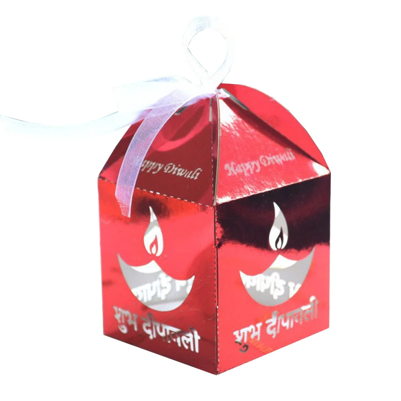 50pcs /lot Happy diwali baptism favor box laser cut sweet with free various ribbons | Дом и сад