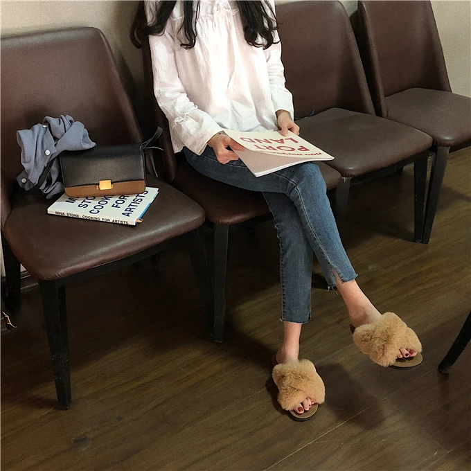Теплые меховые тапочки; mujer; меховые тапочки с перекрестным ремешком; универсальная обувь для отдыха; женские лоферы для девочек; Новинка года; модные шлепанцы; femme flipflop
