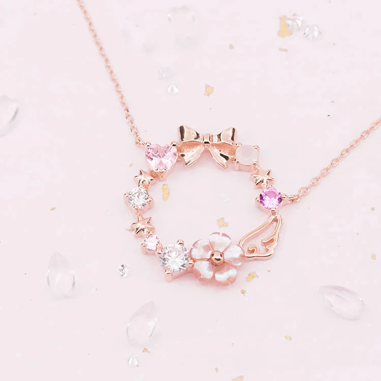 Card Captor Sakura Розовый венок Rosegold Цепочки и ожерелья с подвесками Косплэй Опора