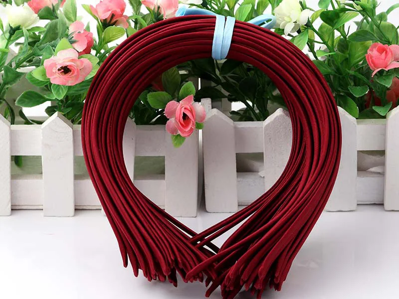 9 Wine Red 5 шт./лот, 20 цветов, ручная работа, атласные, покрытые смолы, повязки для волос для женщин и девочек, цельная повязка для волос повязка на голову "сделай сам", детский обруч на голову - Окраска металла: 9 Wine Red
