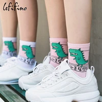 japan harajuku women cute cartoon animal dog dinosaur cat cotton socks lovely men funny novelty creative unisex socks ne73030