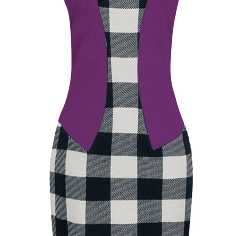 

Women Colorblock Plaid Wear To Work Business Party Bodycon One-Piece Sash Dress vestidos femme hamile elbise nursing F1